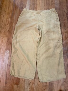 J.Jill Love Linen XL Tall Women’s Casual Linen-Blend Pants in Pale Yellow